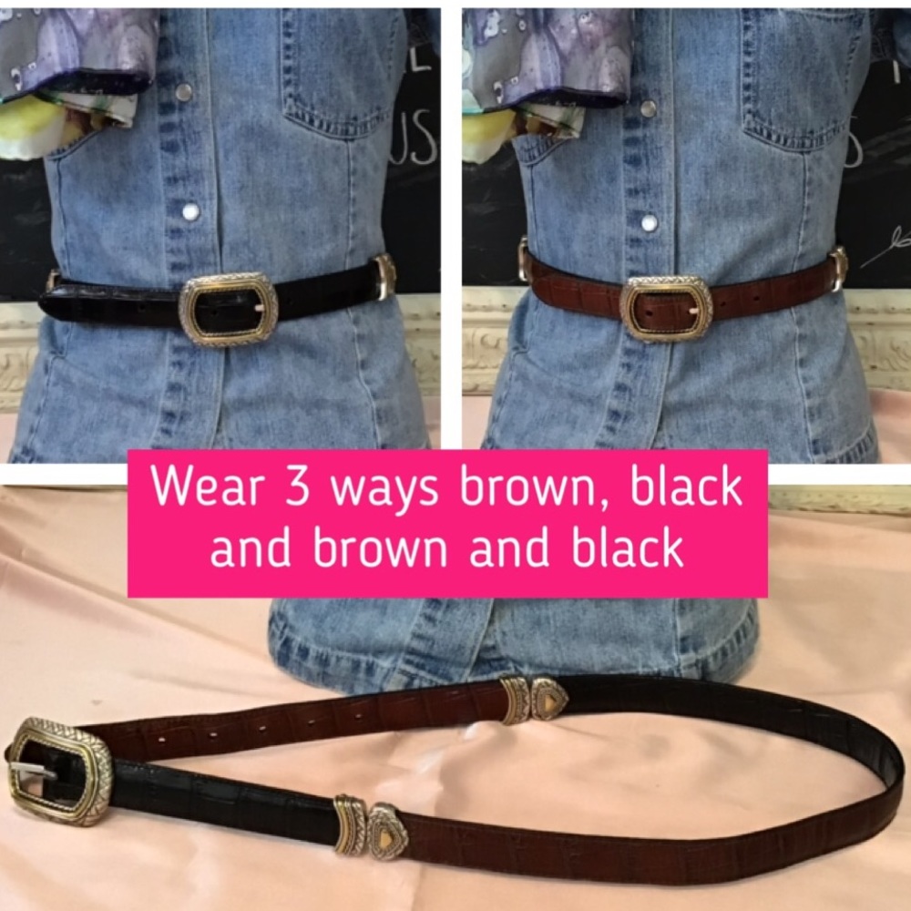 Brighton Reversible Croc Embossed Statement Belt